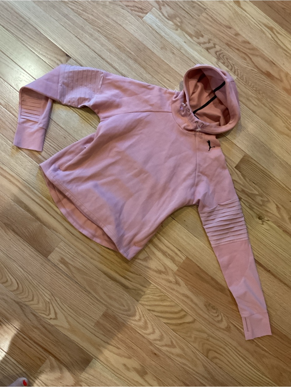 Puma Evostripe Dusty Rose Pullover Moto Hoodie small athletic travel EUC - Picture 2 of 16